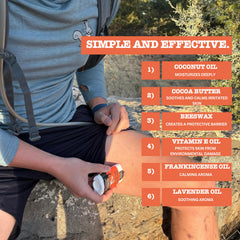 Squirrel's Nut Butter anti-chafe stick used on pack straps to prevent irritation.