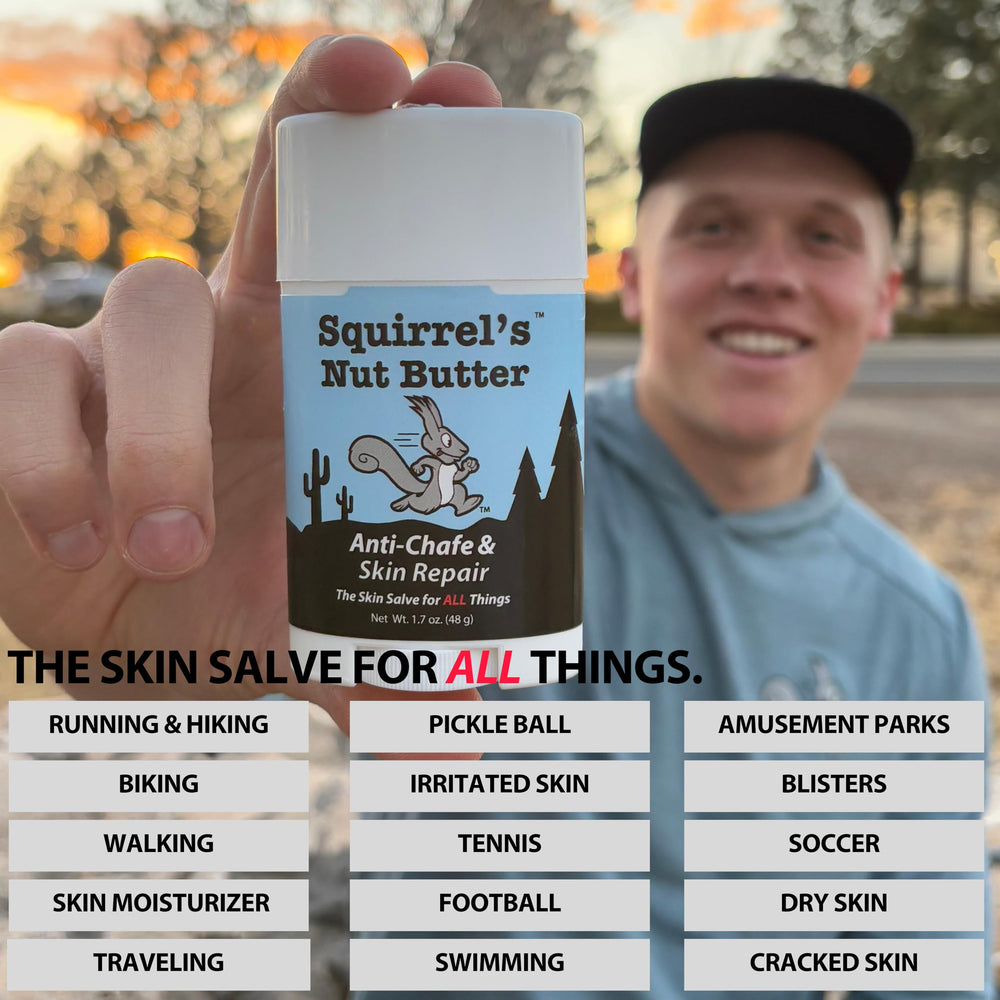 Squirrel's Nut Butter anti chafe stick waterproof application during workouts