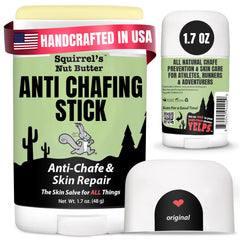 Squirrel's Nut Butter Anti Chafing Stick being applied for mess-free protection during activity