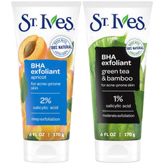 St. Ives Apricot Facial Scrub bottle shown for gentle exfoliation and glow.