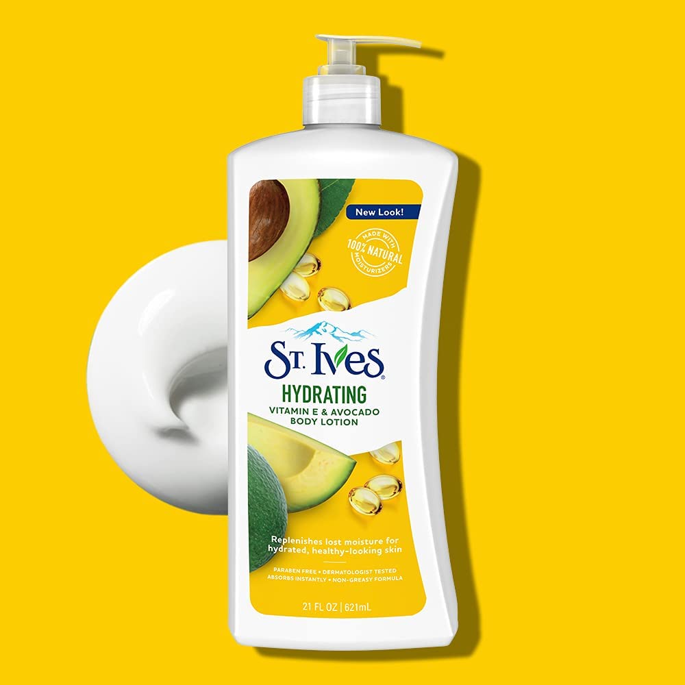 Skin appears hydrated with regular St. Ives lotion use.