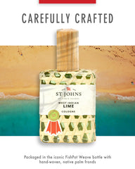 Signature fishnet weave bottle stands out on a vanity