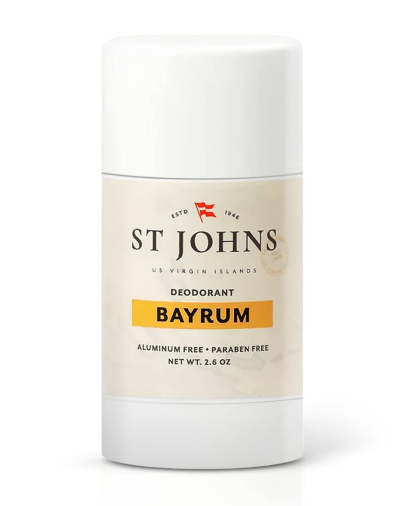 St. Johns Bay Rum deodorant stick applying with a clear finish and odor protection.