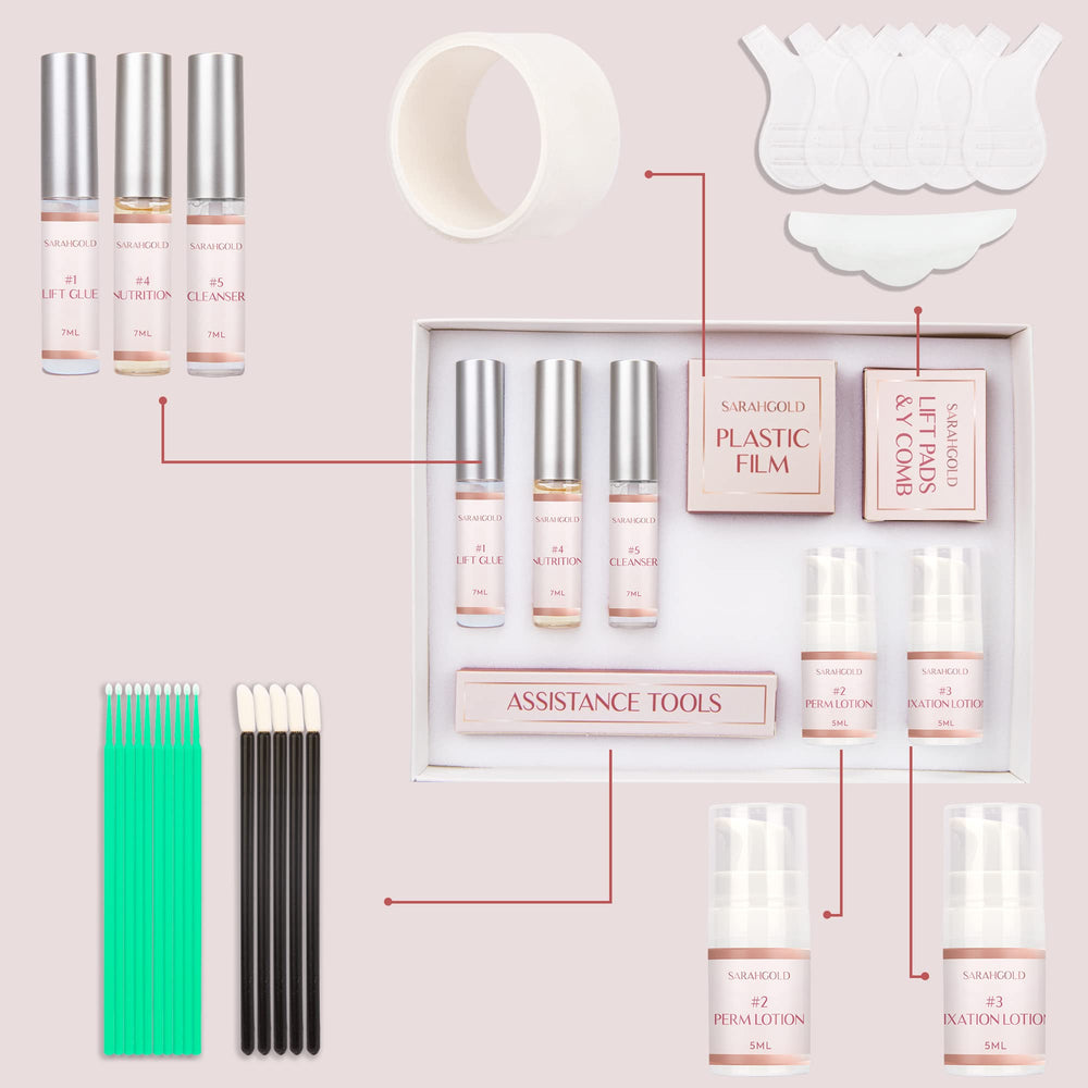 St. Mege lash lift tools and pads ready for precise applications
