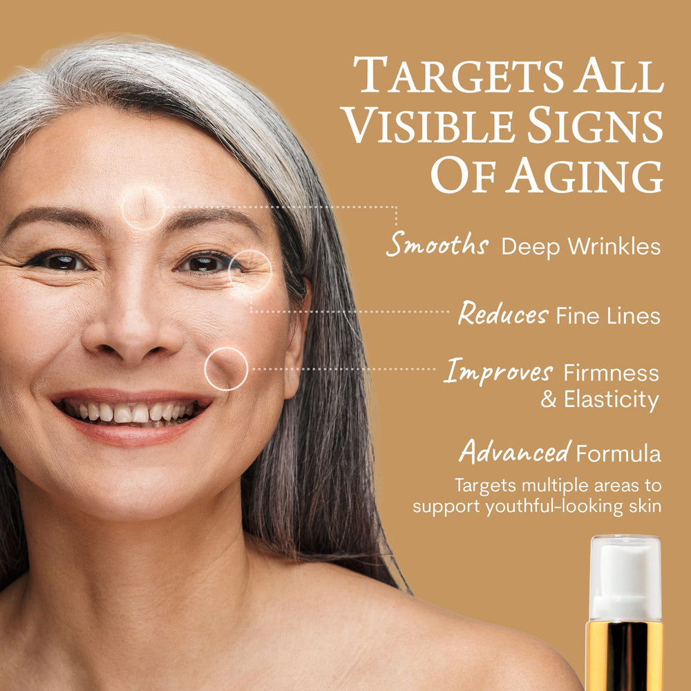 Fingertip applying a small drop to the face for lift.