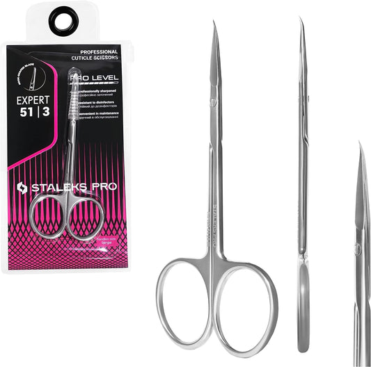 Staleks Pro EXPERT 51 hook-tip cuticle scissors for precise trimming