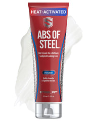 SteelFit Abs of Steel cream bottle front for firming and definition.