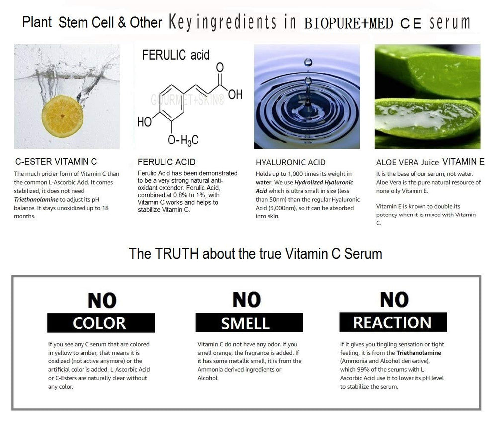 BioPureMED CE Ferulic ester vial shows stable vitamin C formulation