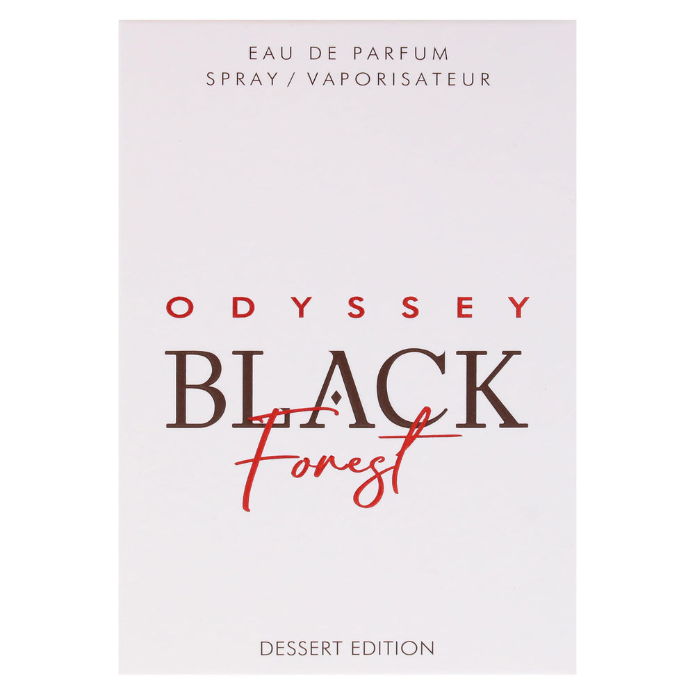 Odyssey Black Forest Dessert Edition notes graphic featuring cherry, caramel and vanilla hints.