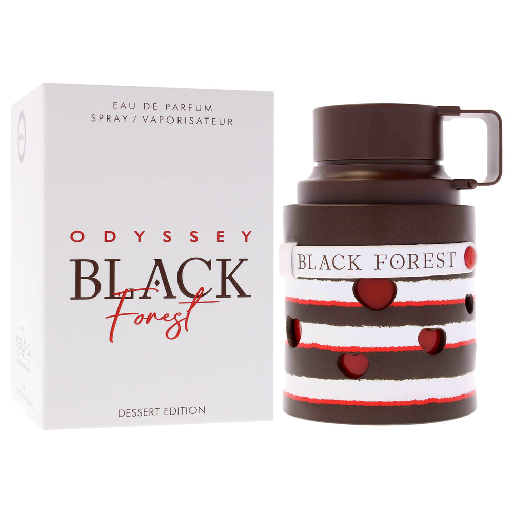 Armaf Odyssey Black Forest Dessert Edition packaging box presents gift-ready luxury.