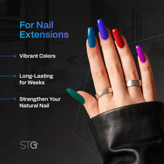 STG French nails perfection with crisp lines and shine.