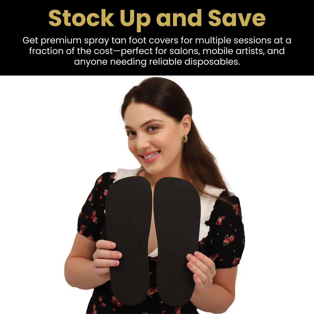 STICKONFEET protects feet during spray tan while keeping client comfortable