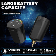 STIGMA dual rechargeable tattoo battery enabling wireless sessions with long-lasting power.