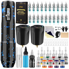 STIGMA wireless tattoo gun kit front view, a complete beginner setup for crisp lines.
