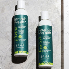 Strands of Faith Enrich Leave-In curls definition and improved manageability.