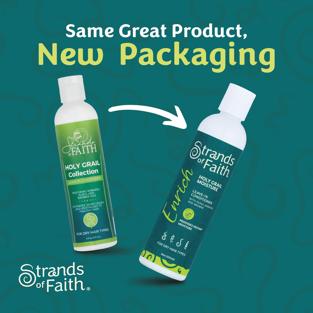 Strands of Faith Enrich Leave-In oil blend with babassu kukui baobab nourishes curls.
