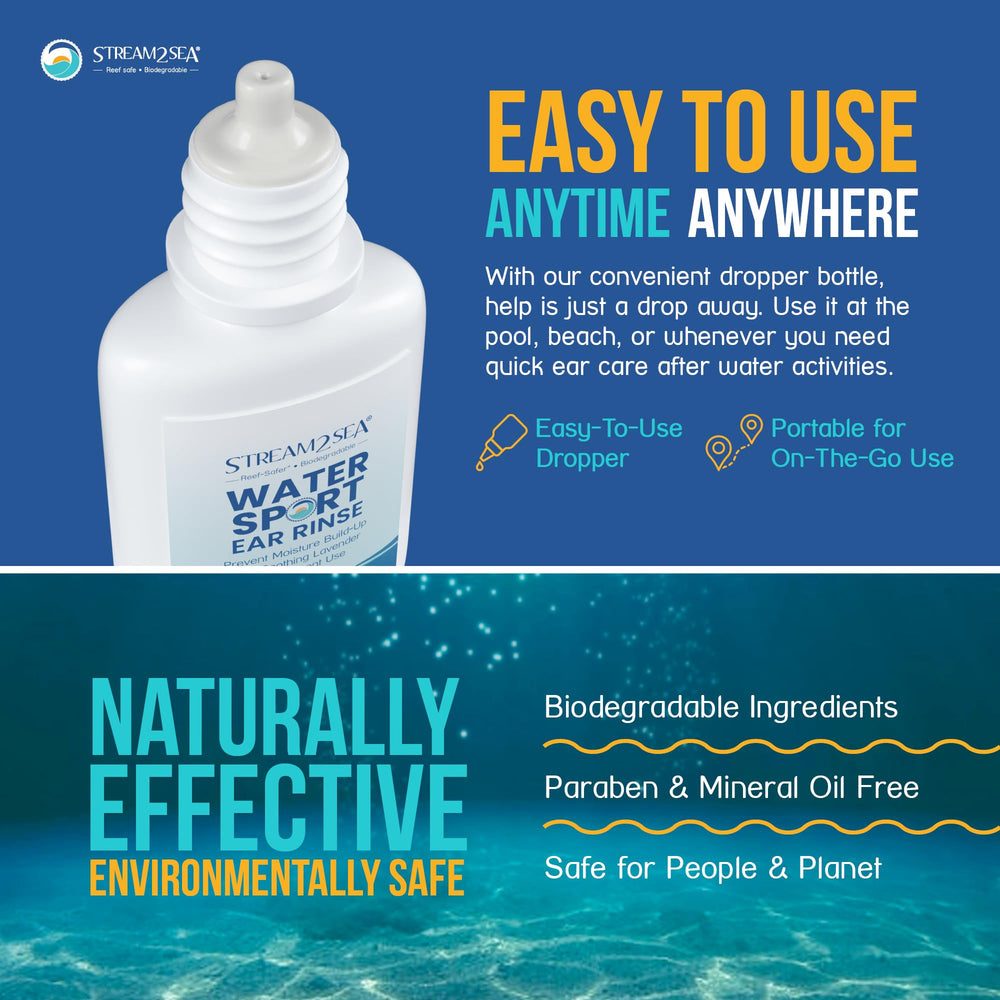 Swimmer uses Stream2Sea ear rinse to care for ears after a swim