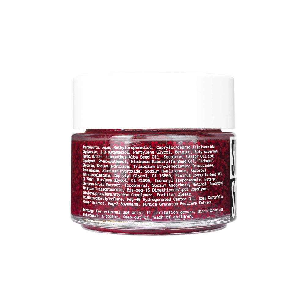 STRIP MAKEUP caviar jelly remover packaging swatch shows luminous, dewy skin