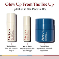 STRIPES Naomi Watts Glow Up body oil bottle for radiant, silky skin.