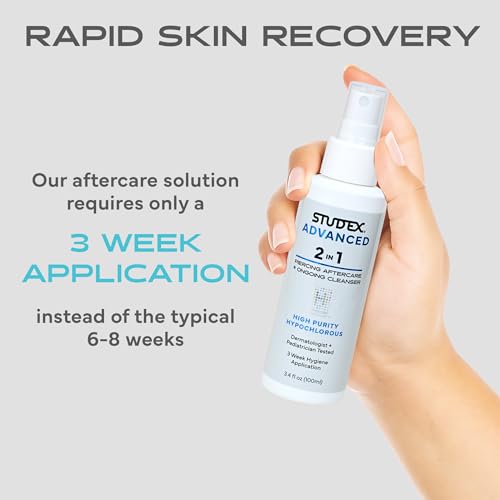 Studex Advanced 2-in-1 aftercare application action showing misting