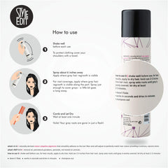 STYLE EDIT applying root concealer spray helps even out gray roots in seconds.