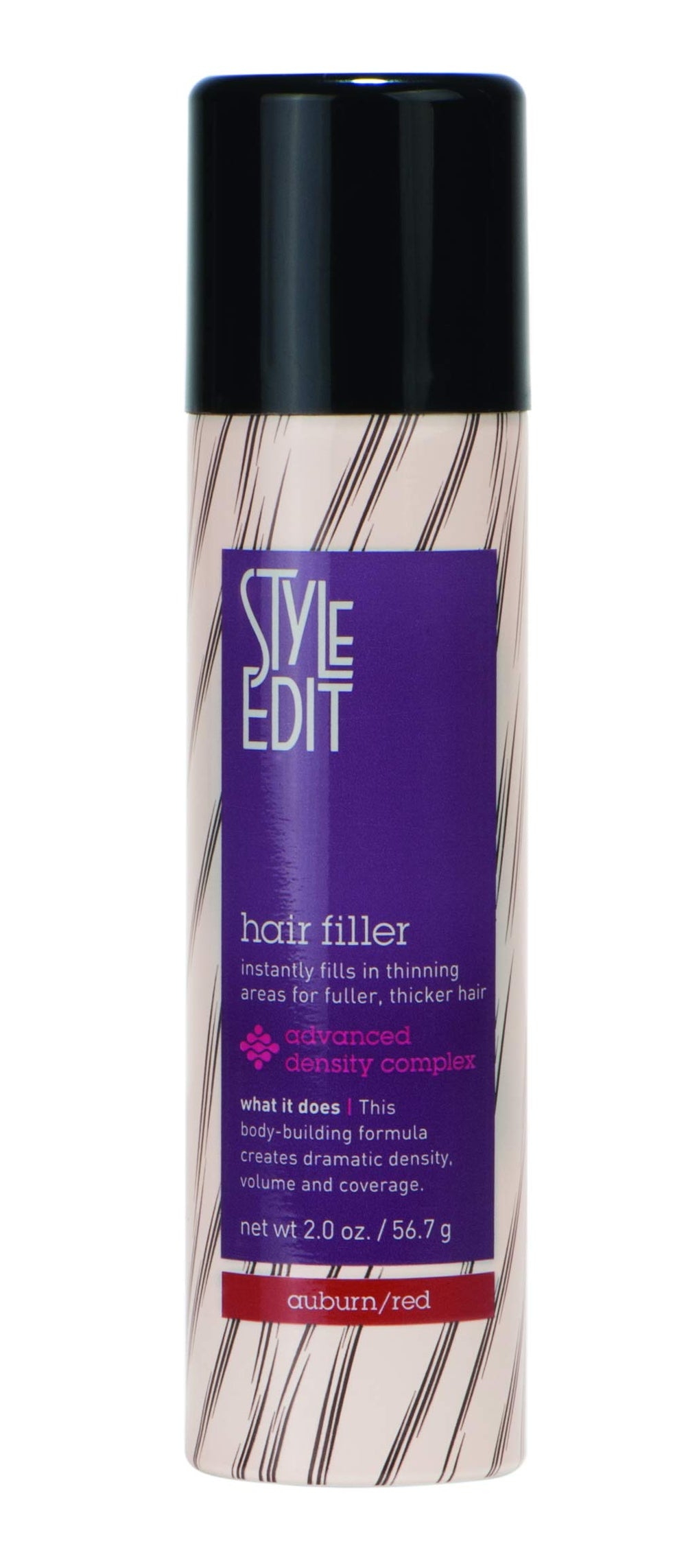 Style Edit Hair Filler Auburn/Red 2 oz fibers blend for natural coverage.