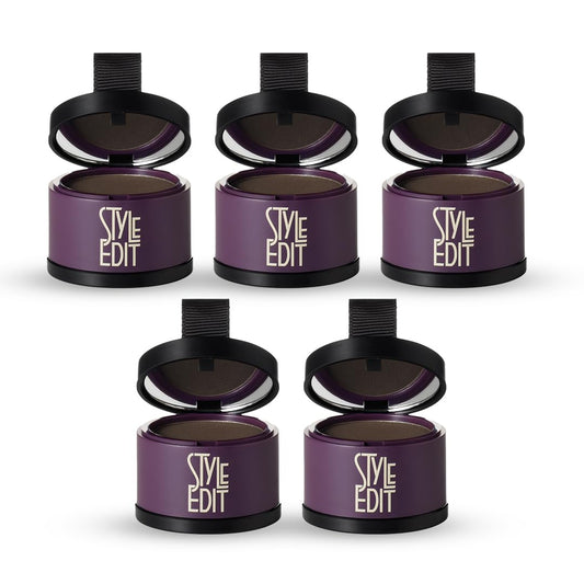 Style Edit Root Cover Up Powder in dark brown pack open, ready for on-the-go touch-ups.