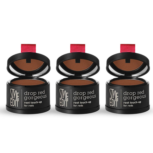 Style Edit Root Touch Up Powder covers gray roots quickly and blends with medium red hair.
