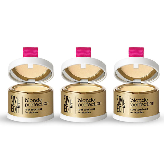 Style Edit Root Touch Up Powder in Light Blonde for quick root concealment.
