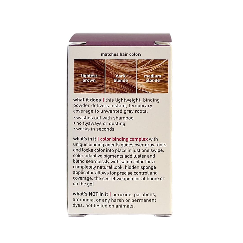 Style Edit Root Touch Up Powder swatches Light Brown shade for seamless blending.