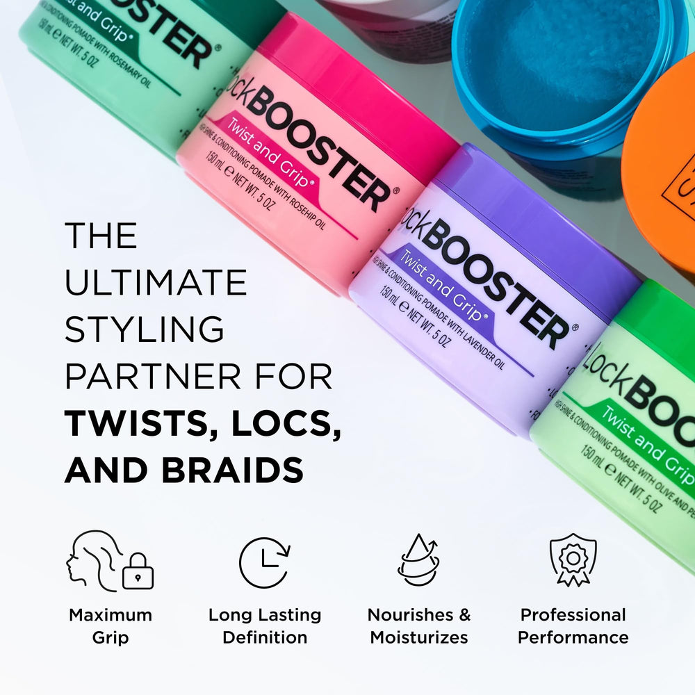 Style Factor Lock BOOSTER Twist & Grip being applied for smooth styling and defined twists.