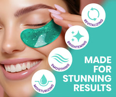 Stylia cooling patches on tired eyes after a long day.