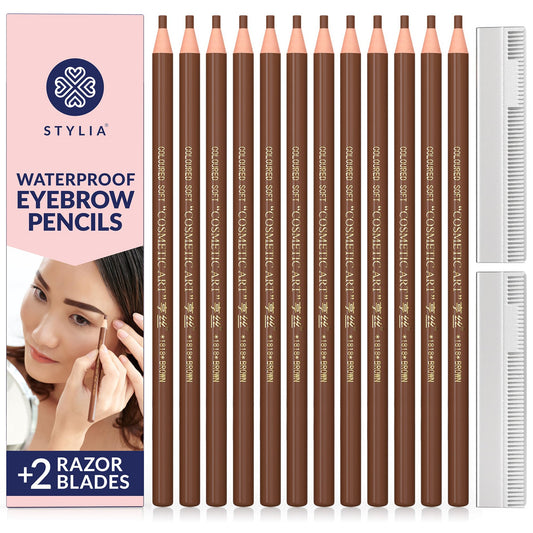 Stylia waterproof eyebrow pencil packaging demonstrates travel-friendly design for on-the-go use.