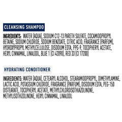 Suave Clarifying and Hydrating Formulas label close-up showing pH-balanced blend.
