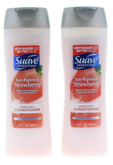 Suave Essentials Sun-Ripened Strawberry Conditioner 2-pack bottle front for smooth, manageable hair.