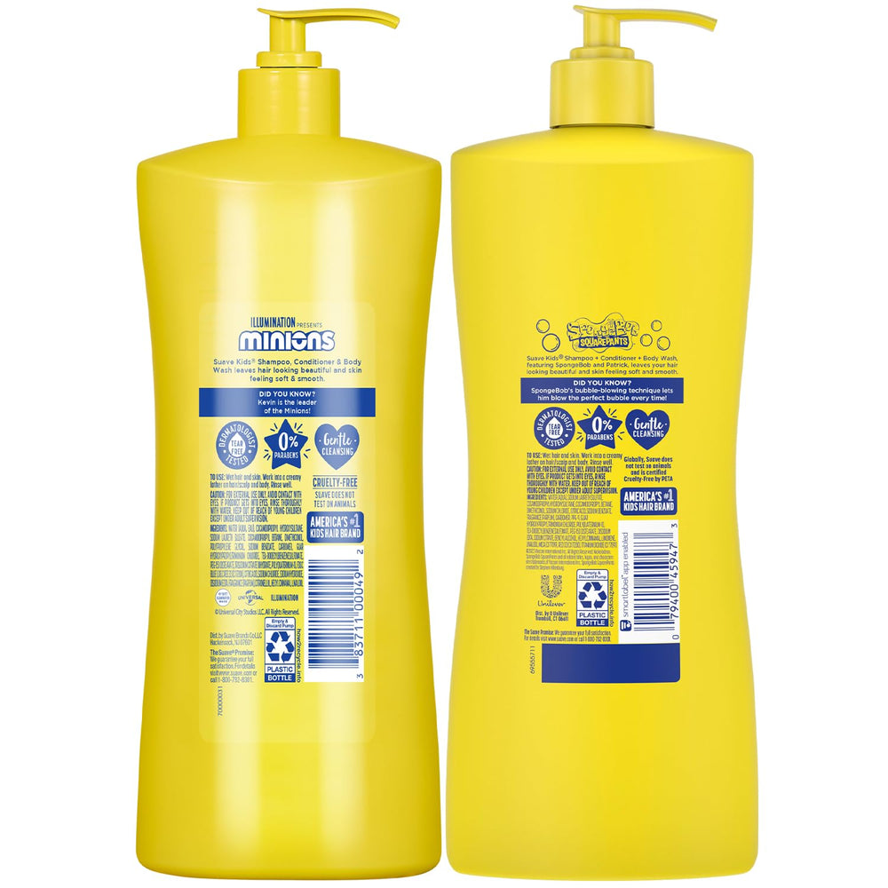 Suave Kids Minions Fresh Fun foamy lather ideal for quick rinses after play.