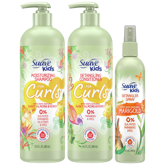 Suave Kids shampoo bottle front with almond honey scent for gentle cleansing