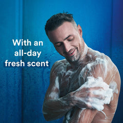 Foam from Suave Men wash creating rich lather in shower.