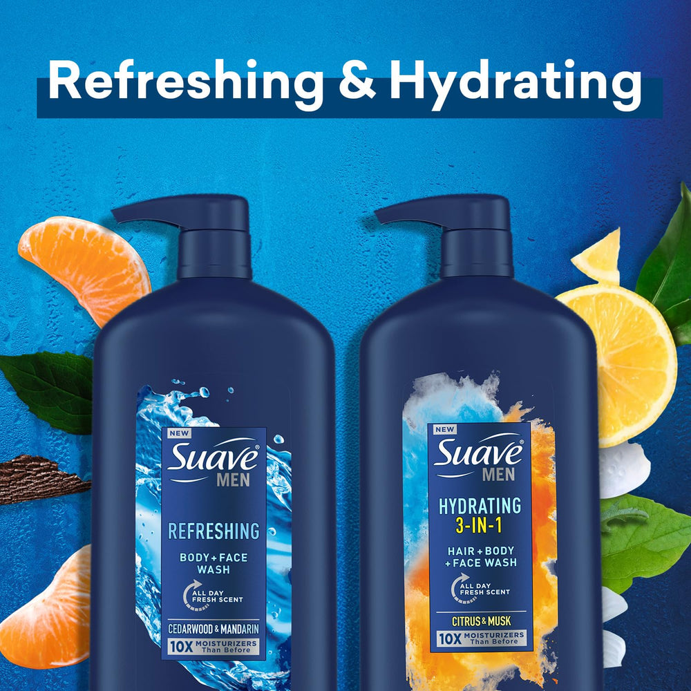 Suave Men Cedarwood & Mandarin scent pack on display.