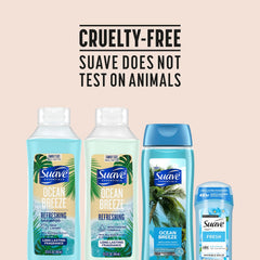 Suave Ocean Breeze conditioner bottle with vitamin E for smoother hair.
