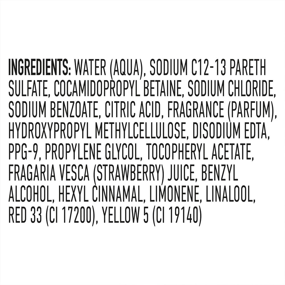 Close-up of strawberry extract in Suave shampoo formula highlighting natural fragrance
