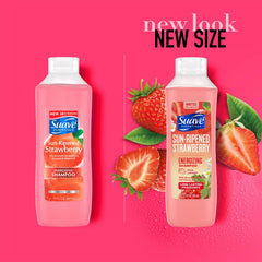 Suave Sun-Ripened Strawberry Shampoo lather hinting at soft, shiny hair
