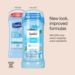 Talc-free Suave Fresh deodorant for gentle skin