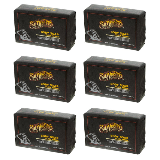 Suavecito Black Amber soap bar front view for daily cleansing and masculine scent.