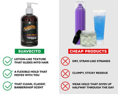 Suavecito Hair Cream Water-based formula leaves hair soft and residue-free.
