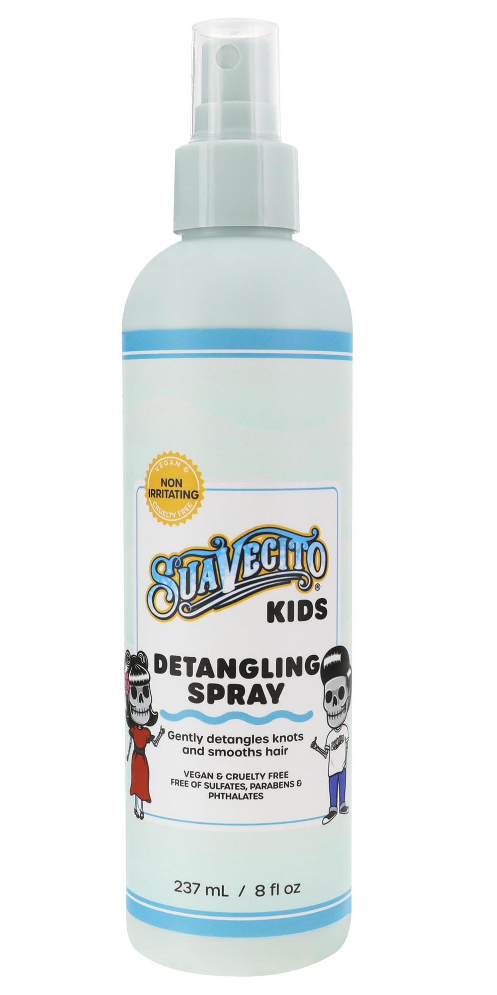 Suavecito Kid's Detangler bottle front view, plant-based care for tangle-free hair.
