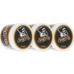 Suavecito Pomade Firme 4 oz tin displays bold branding and strong hold for lasting style.