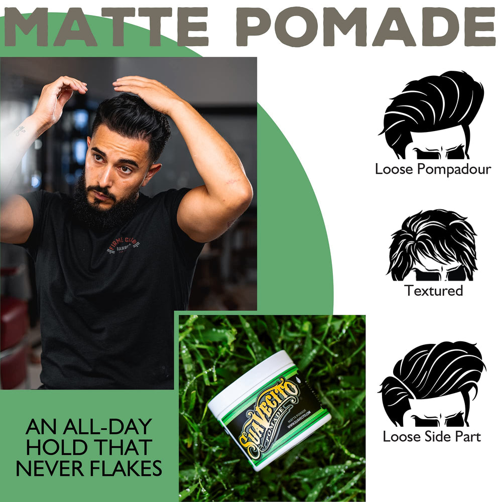 Suavecito Pomade Matte textured hair style demonstrates natural texture without shine.