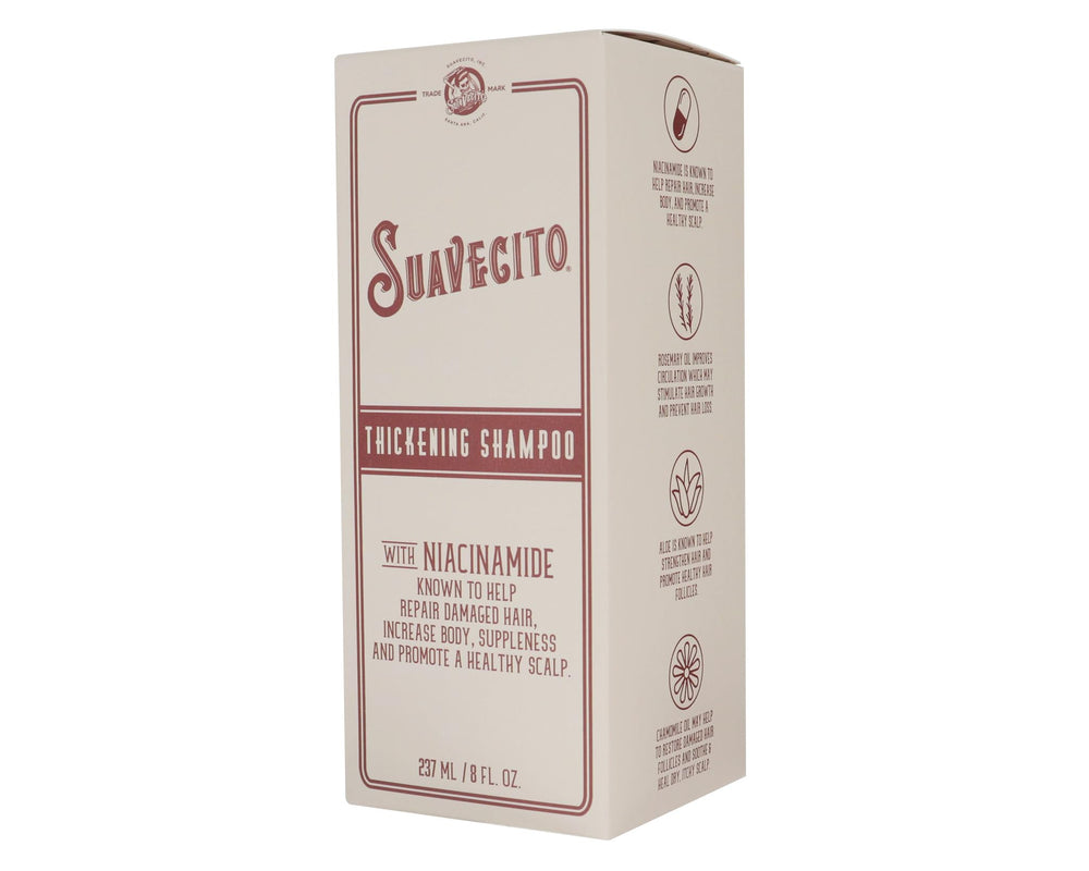 Suavecito bottle in a shower setup illustrates a simple daily scalp care routine.