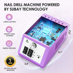Subay acrylic nail file 20000rpm purple, precise shaping and filing.